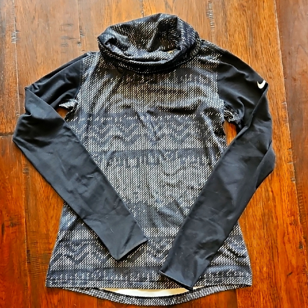 Nike Women's Black Patterned Turtleneck Sweater Sz M